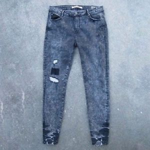 ZARA Distressed Patch Jeans